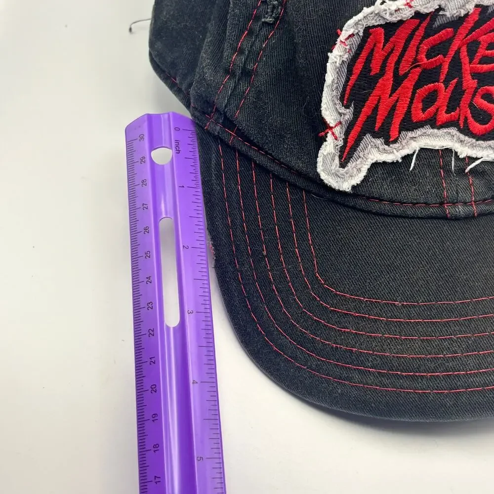 Disney Parks Mickey Mouse Youth Hat Distressed Black Red Embroidered Cap